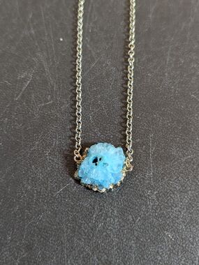 Source Unknown Blue Druzy Pendant Necklace